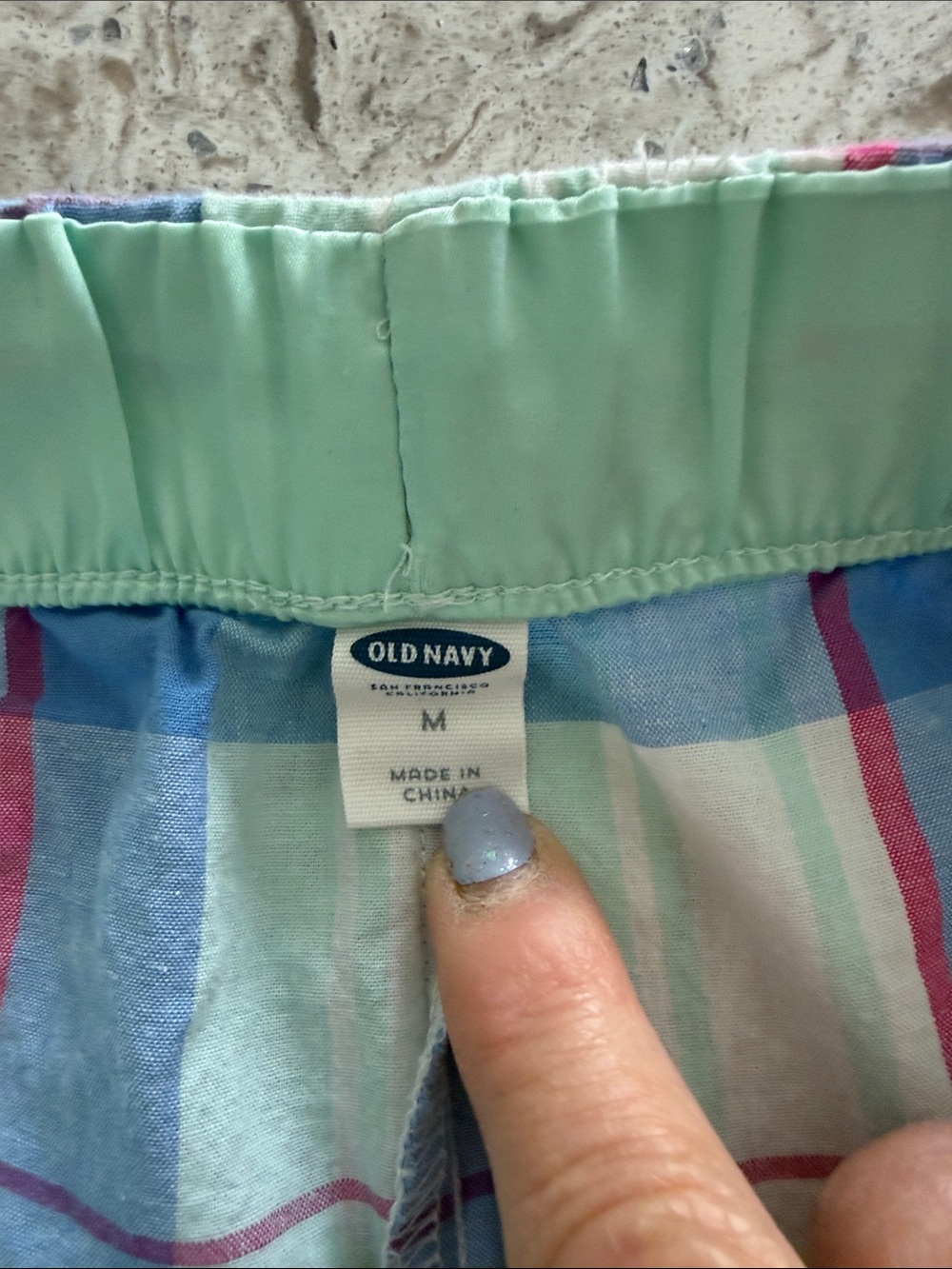 Old Navy Plaid Cotton Lounge Shorts in Blue and Mint - Picture 3 of 6